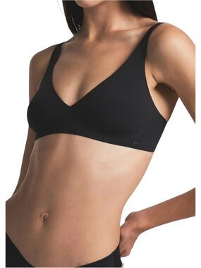 Skims Naked Plunge Longline Bralette in Onyx Black Size 2X Seamless Wireless